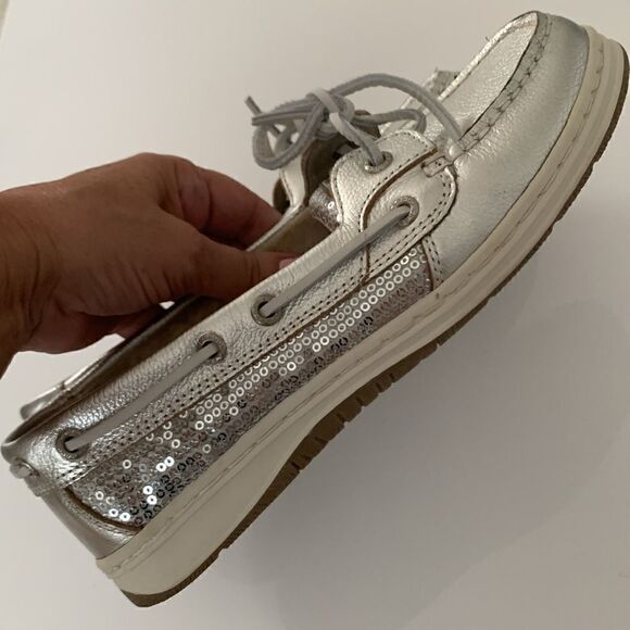 Sebago Silver Embellished Sequins Shoes Size 8 - Picture 4 of 12